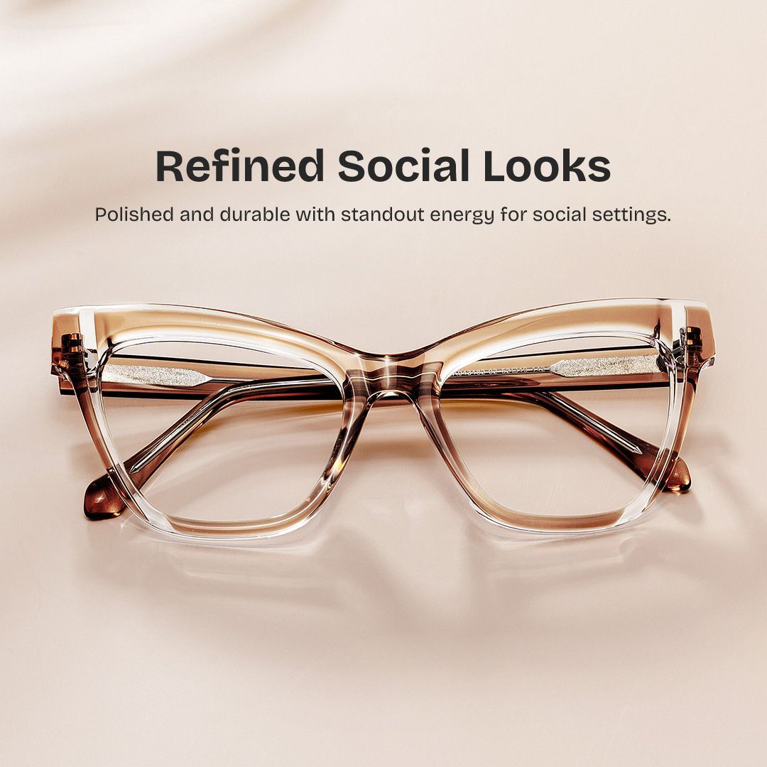 Saucie Light Brown Cat eye Frame Glasses | Zeelool0