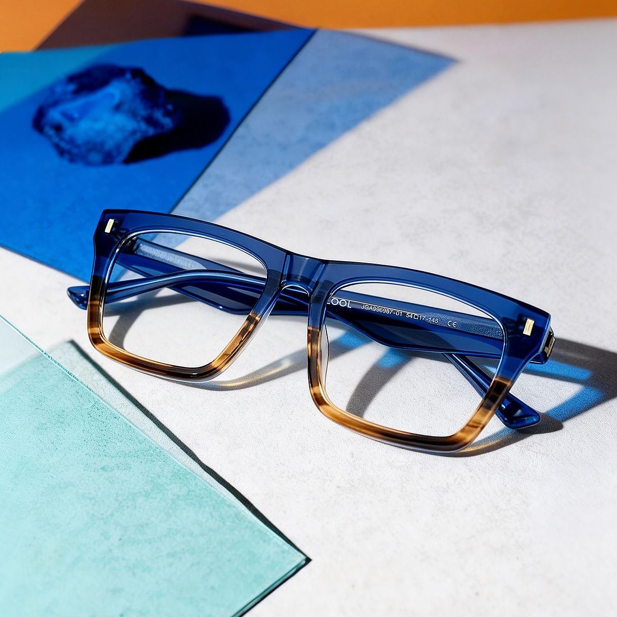 Rectangular Spectacle Frames with Brown Blue Color0