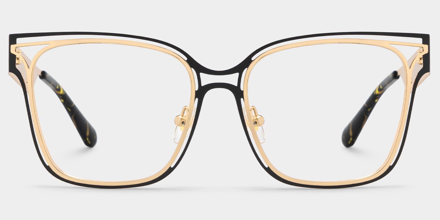 Women's Metal Glasses with Golden Tortoise Temples Online0