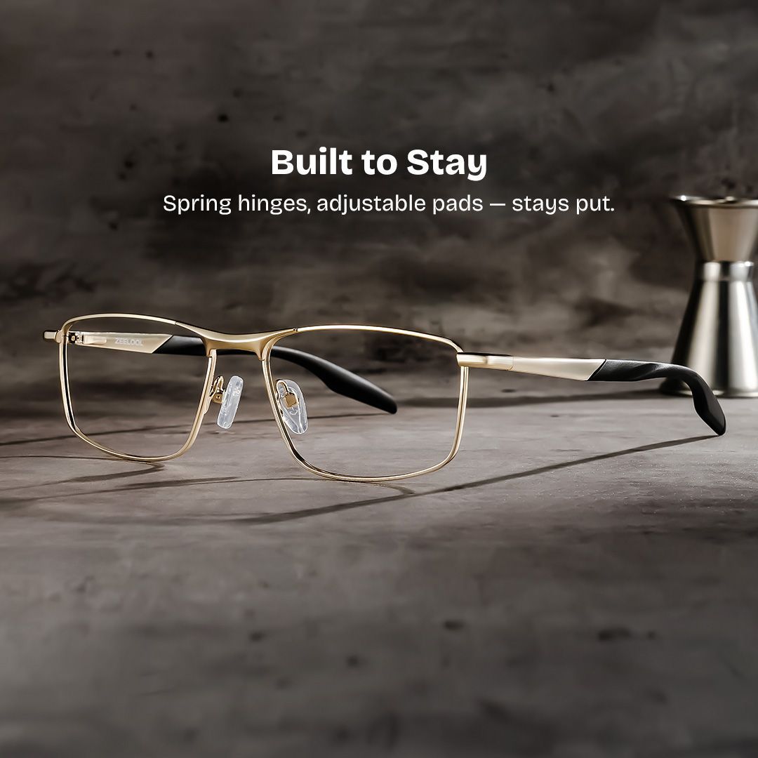 Scout Rectangle Gold Frame Glasses for Men | ZEELOOL0