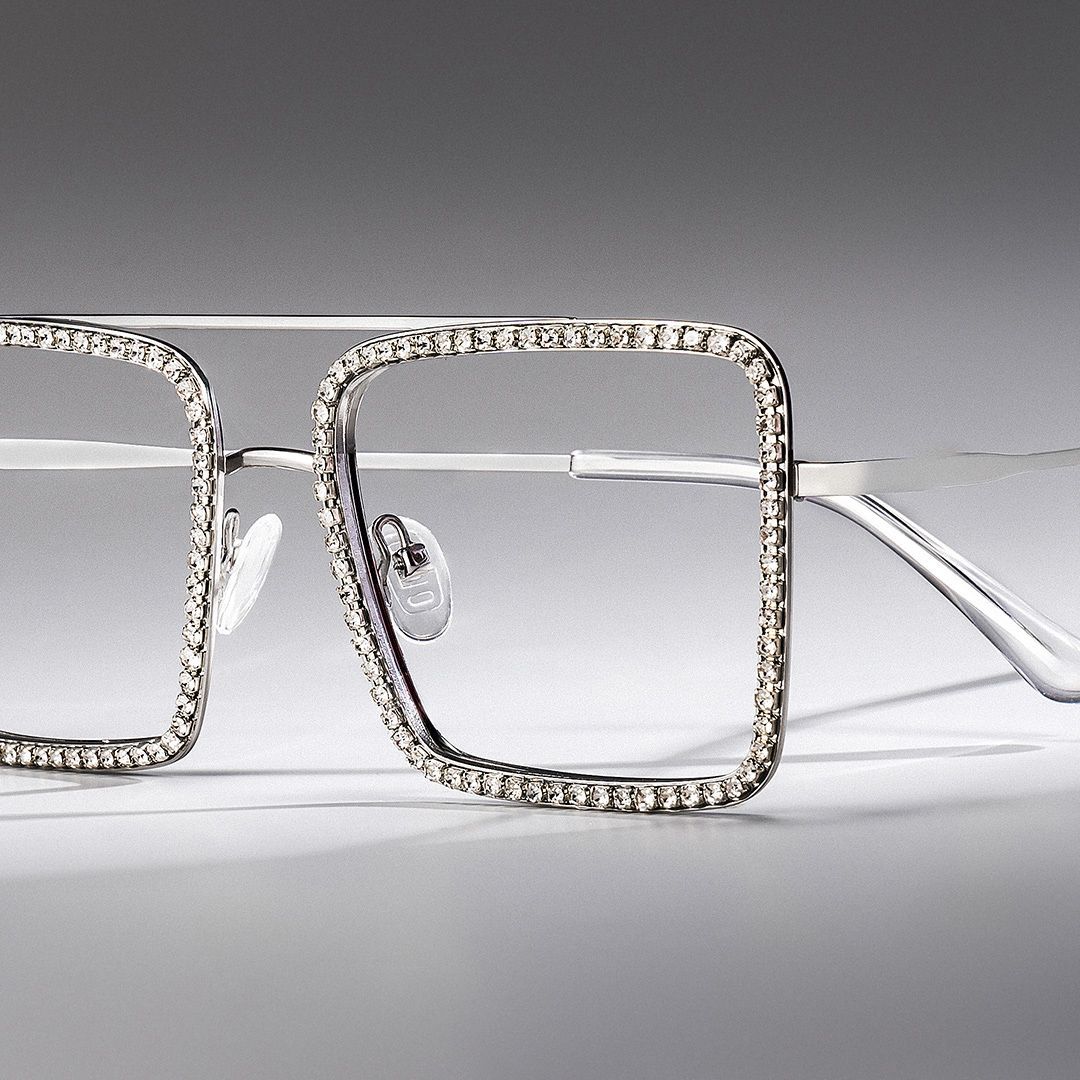 Diva Sparkle Glitter Glasses, Silver Eyeglass Frames0