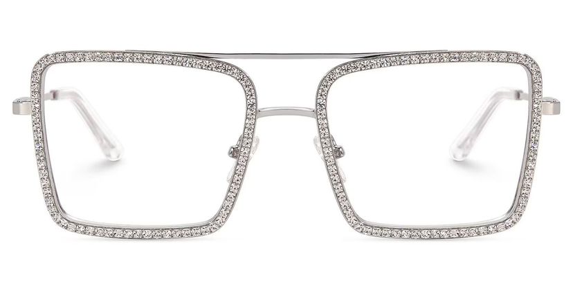 Diva Silver Square Glasses