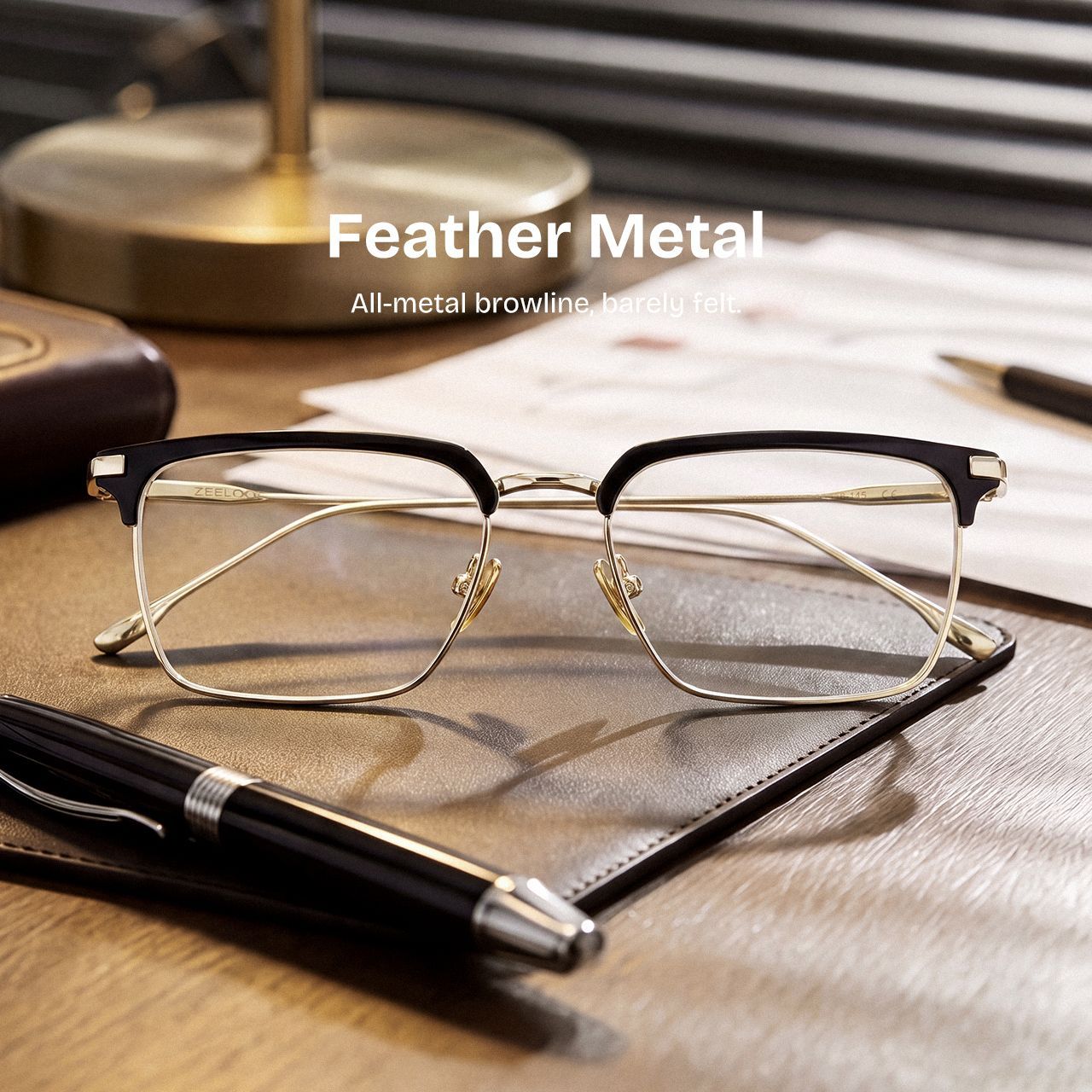 Addison Browline Black Metal Frames Glasses Online | ZEELOOL0