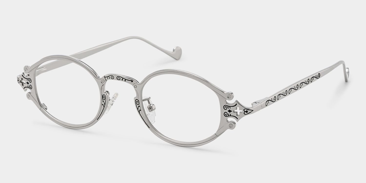 Oval Serena Silver Eyeglasses and Glasses Frames Deals2
