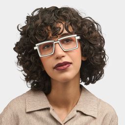Zephyr White Rectangle Glasses0