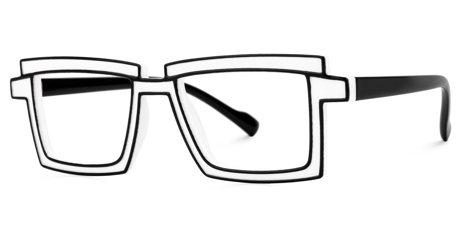 Zephyr White Cyberpunk Rectangle Frame Glasses | Zeelool3