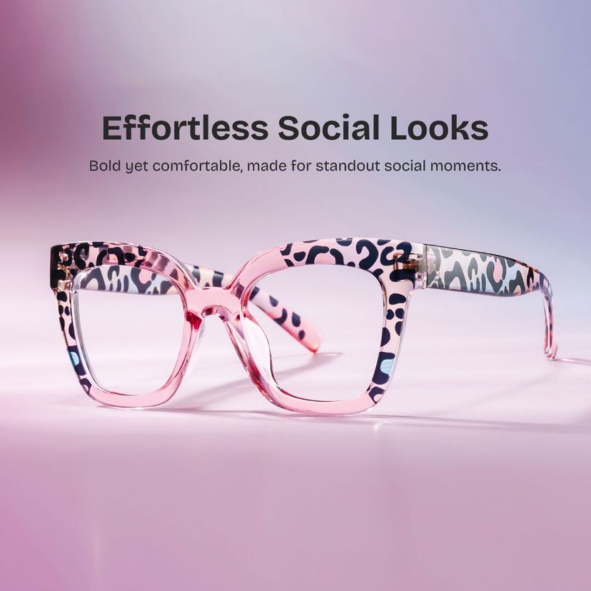 Malcolm Pink-Leopard Square Glasses