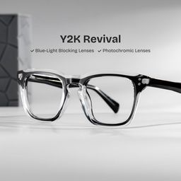 Liam Black Clear Rectangle Glasses0