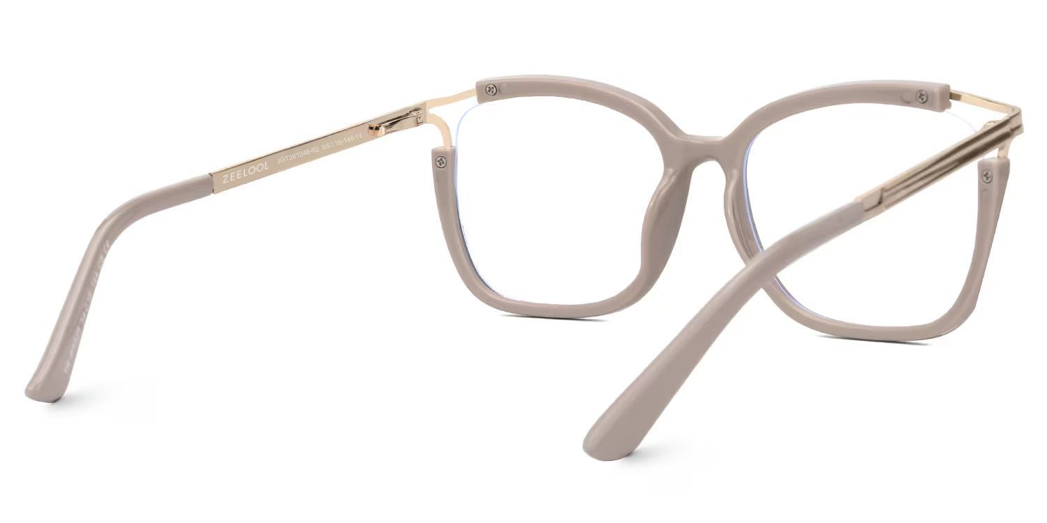 Sidibe Khaki Square Khaki TR90 Frame Glasses | ZEELOOL4