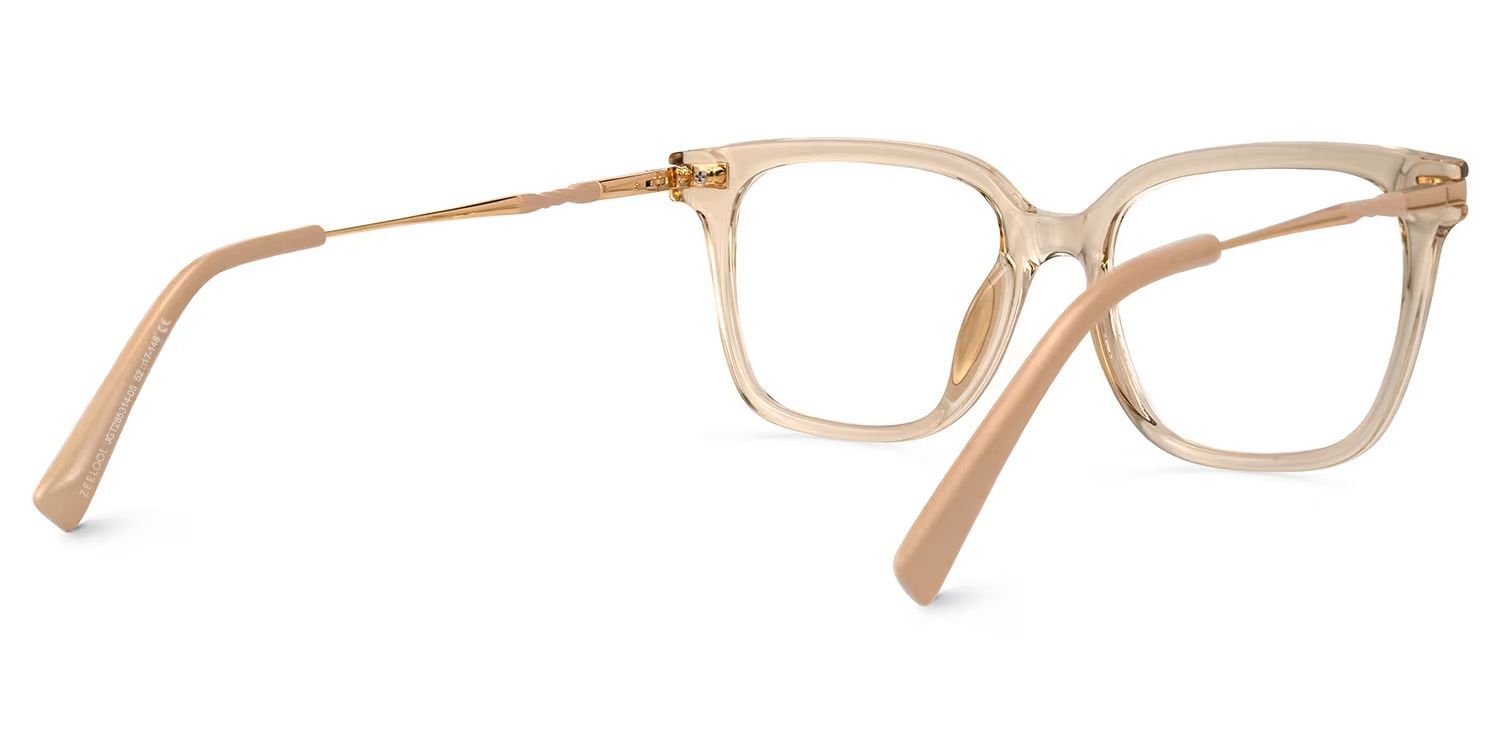 Jacqui Square Beige Eyeglasses and Clear Frame | ZEELOOL3
