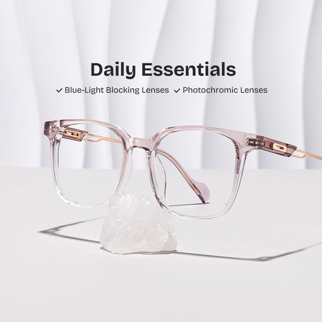 Chloe Pink Square Prescription Glasses for Women | ZEELOOL0
