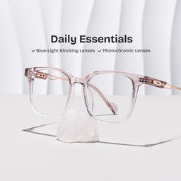 Chloe Pink Clear Square Glasses0