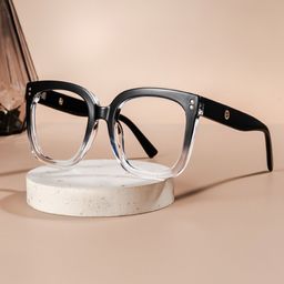 Ebony Black Clear Square Glasses0