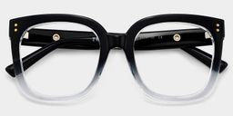 Ebony Black Clear Square Glasses2