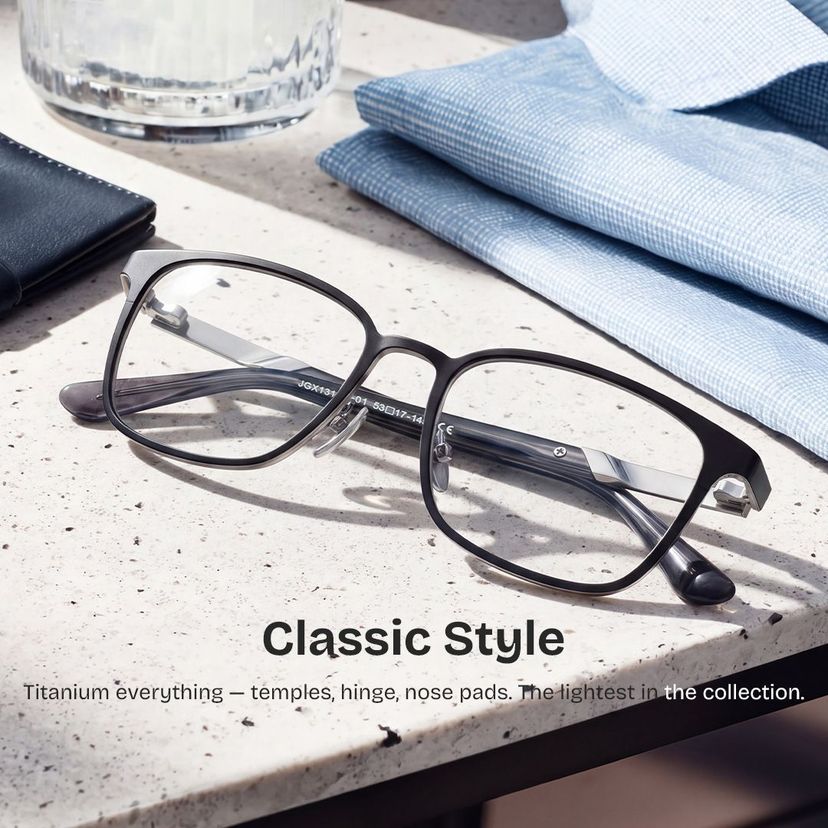 Aubrey Black Rectangle Glasses