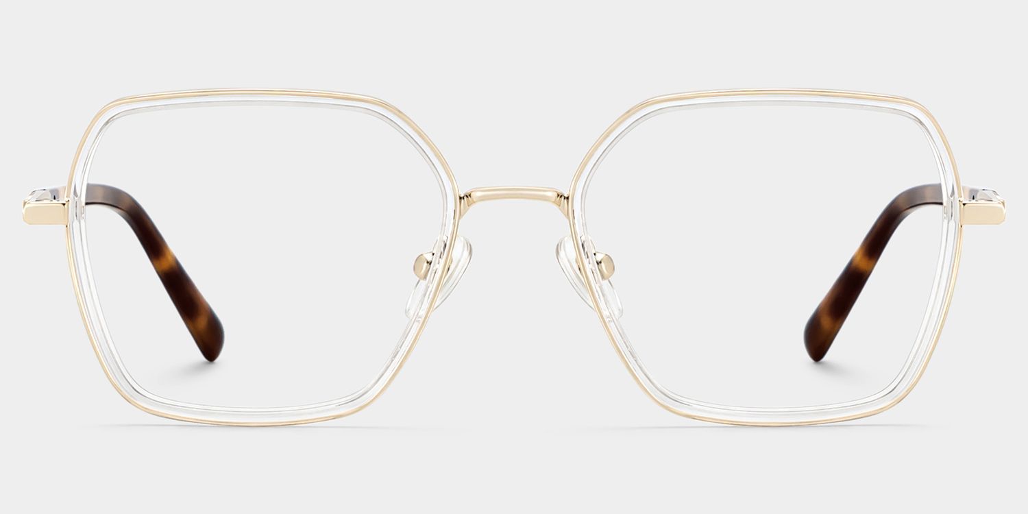 Sophie Clear Geometric Mixed Frame Glasses for Women | ZEELOOL1