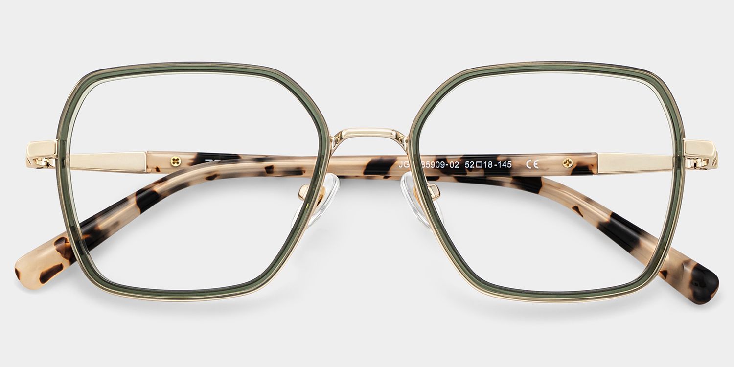 Sophie Green Geometric Mixed Frame Glasses for Women | ZEELOOL1