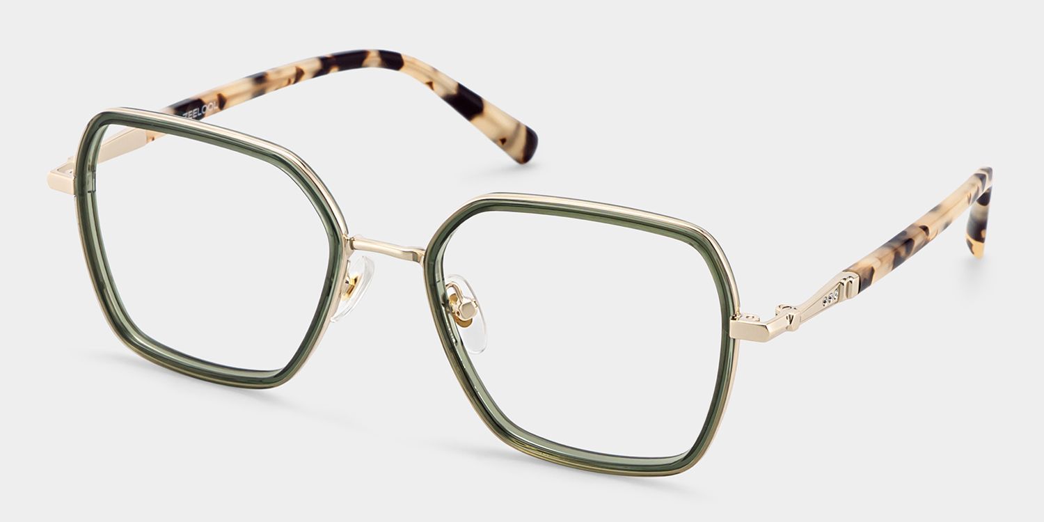 Sophie Green Geometric Mixed Frame Glasses for Women | ZEELOOL2
