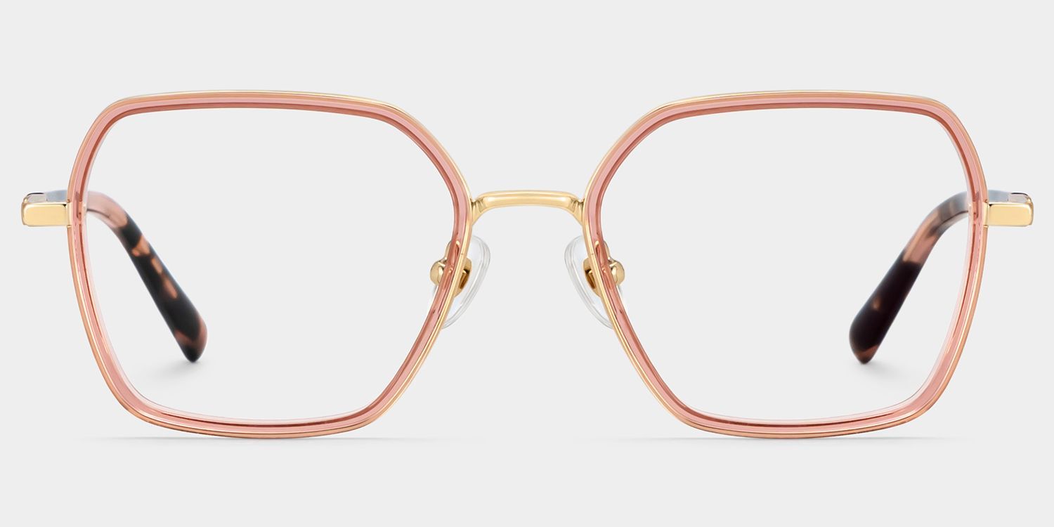 Sophie Pink Geometric Mixed Frame Glasses for Women | ZEELOOL0