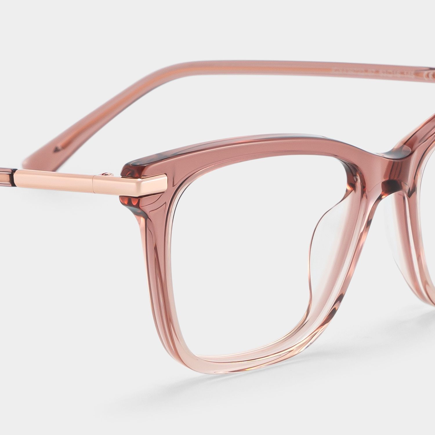 Eliot Clear Pink Rectangle Mixed Frame Glasses for Women | ZEELOOL4