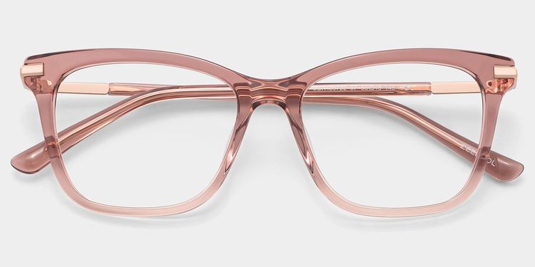 Eliot Clear Pink Rectangle Glasses