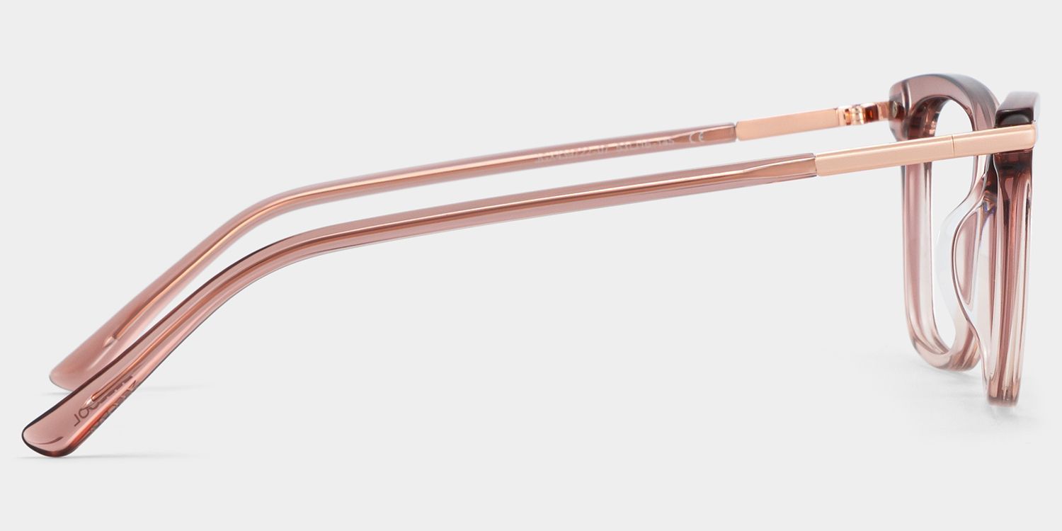 Eliot Clear Pink Rectangle Mixed Frame Glasses for Women | ZEELOOL3