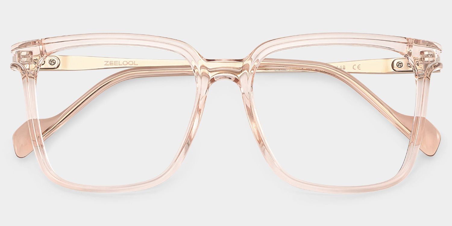 Thin Beige Frame Glasses With Square Shape1