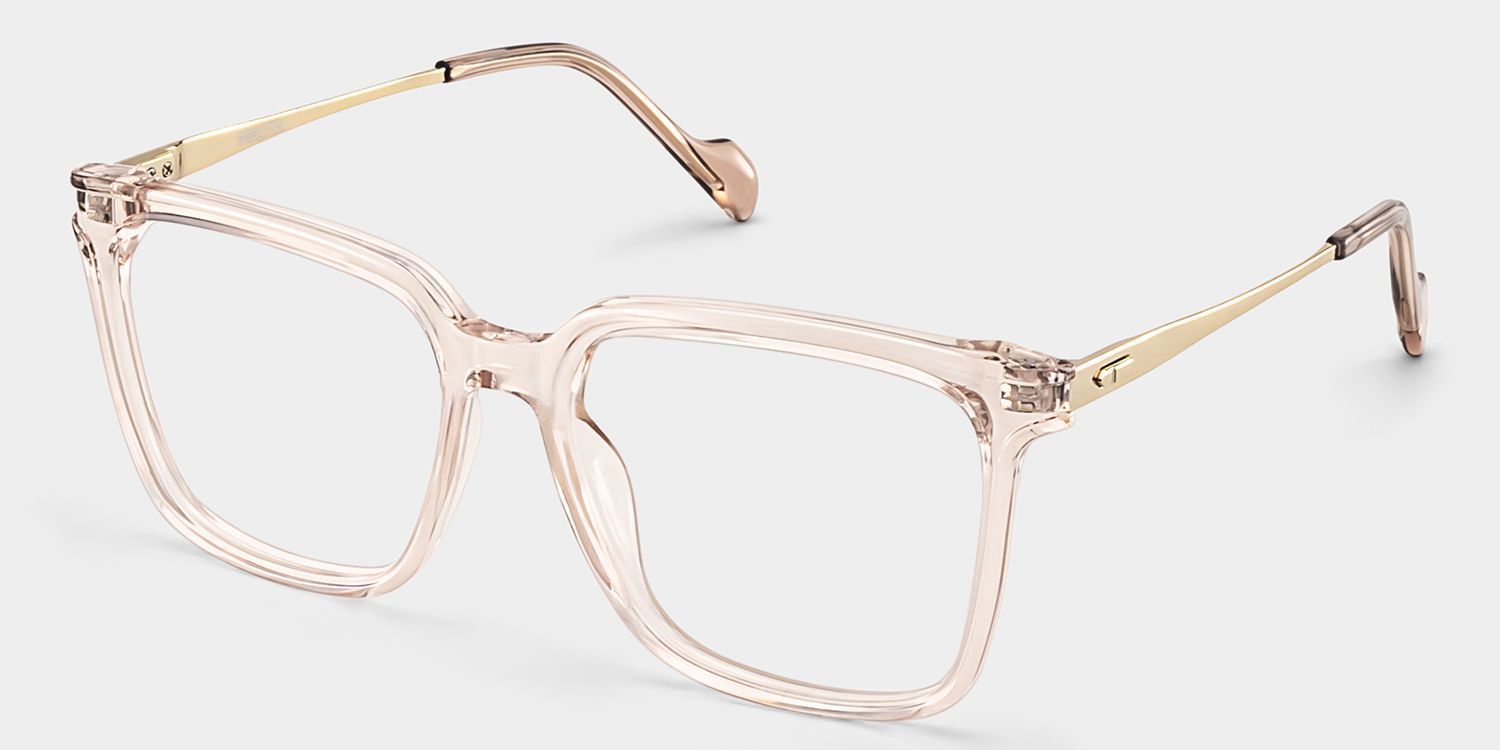 Thin Beige Frame Glasses With Square Shape2