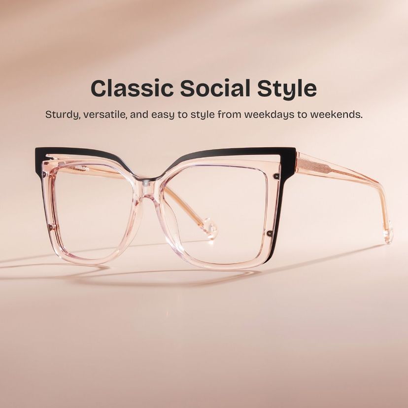 Twolla Beige Square Glasses