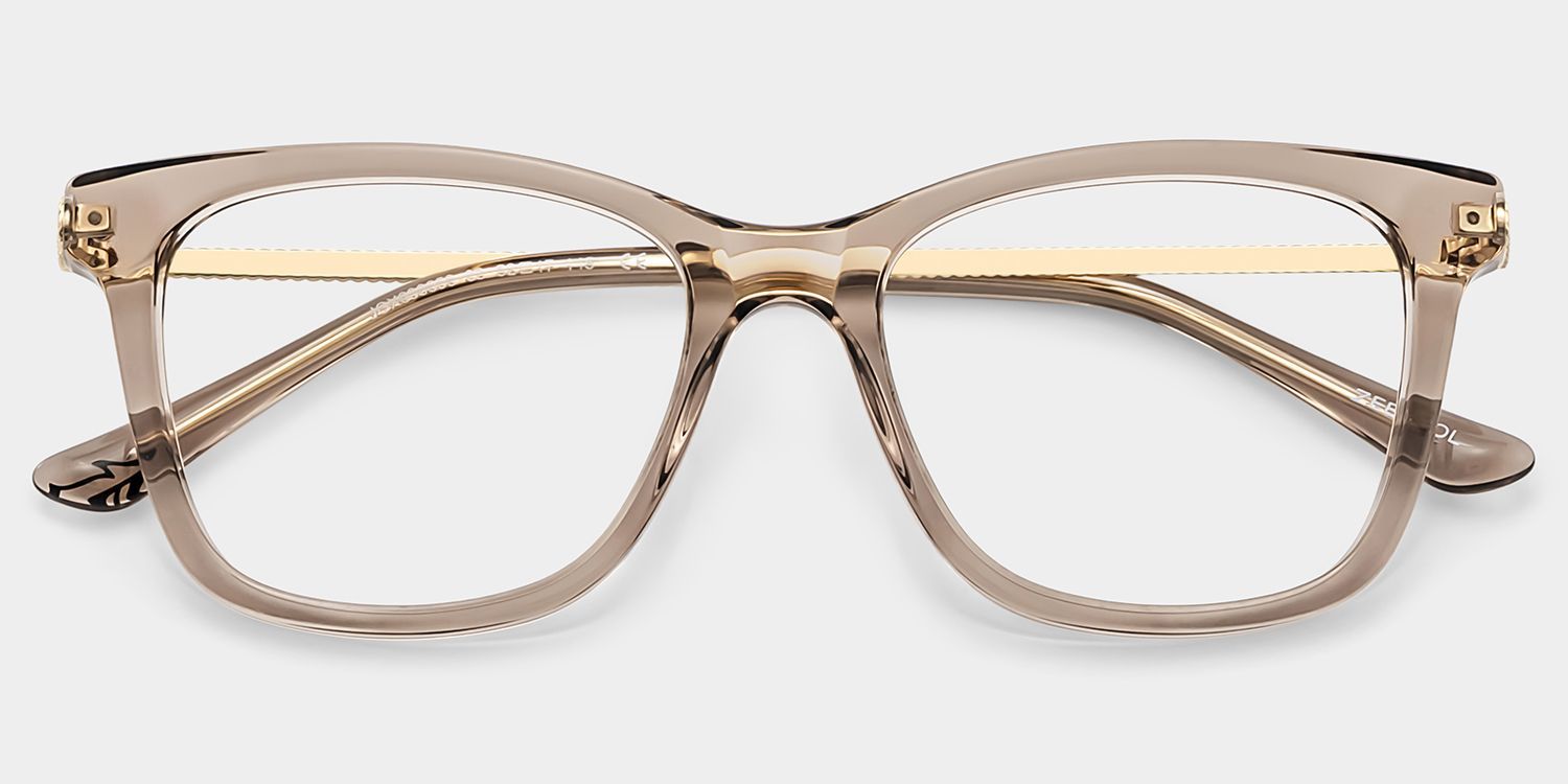 Vibert Brown Rectangle Mixed Frame Glasses for Women | ZEELOOL1