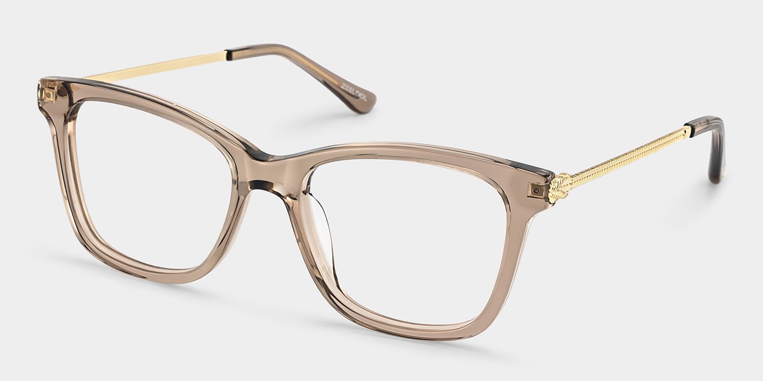 Vibert Brown Rectangle Mixed Frame Glasses for Women | ZEELOOL2