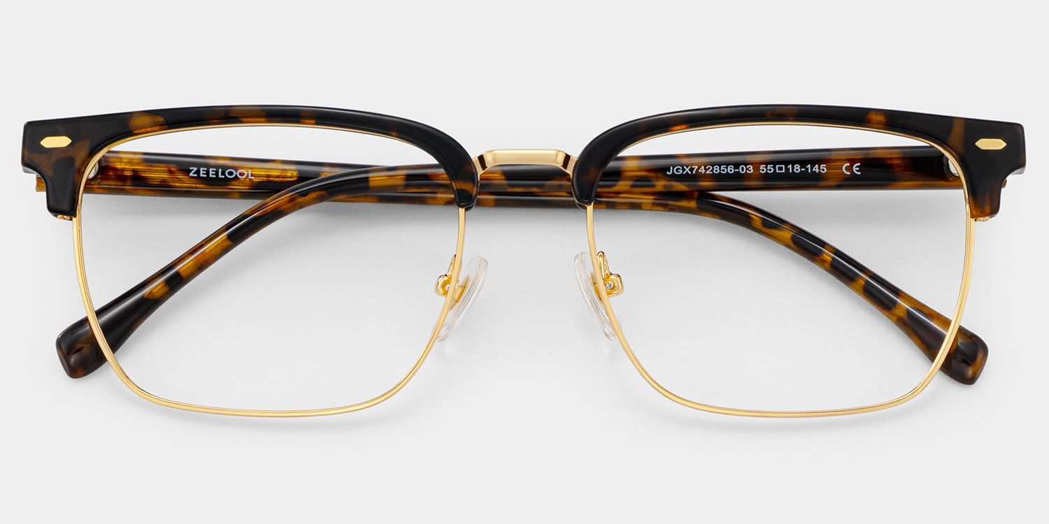 Braidsby Tortoise Browline Mixed Frame Glasses for Men | ZEELOOL2