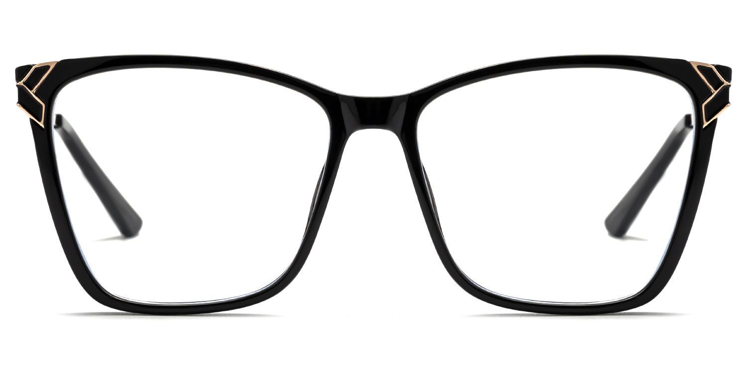 Tricee Square Black Glasses With Gold Arms For Females | Zeelool2