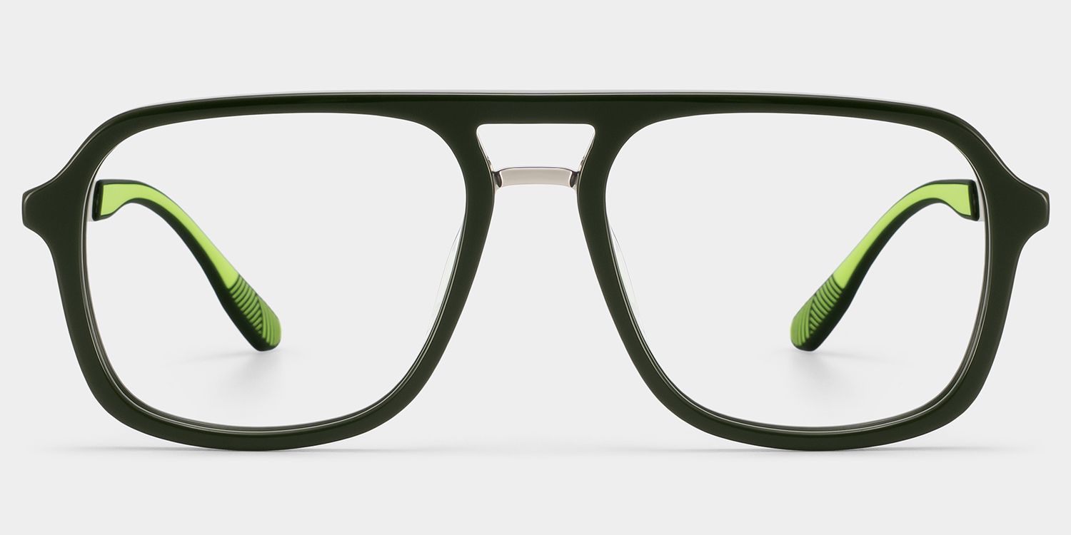Ryder Green Aviator Mixed Frame Glasses for unisex | ZEELOOL0