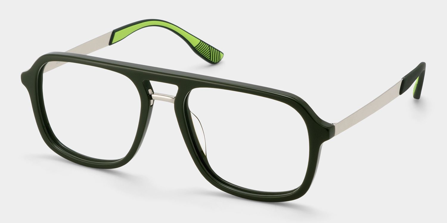 Ryder Green Aviator Mixed Frame Glasses for unisex | ZEELOOL2