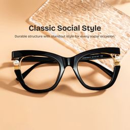 Pearl Black Cat eye Glasses0