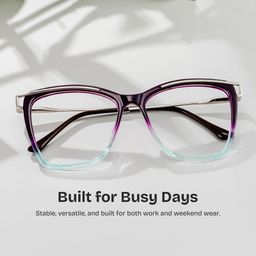 Krystle Purple-Blue Square Glasses0