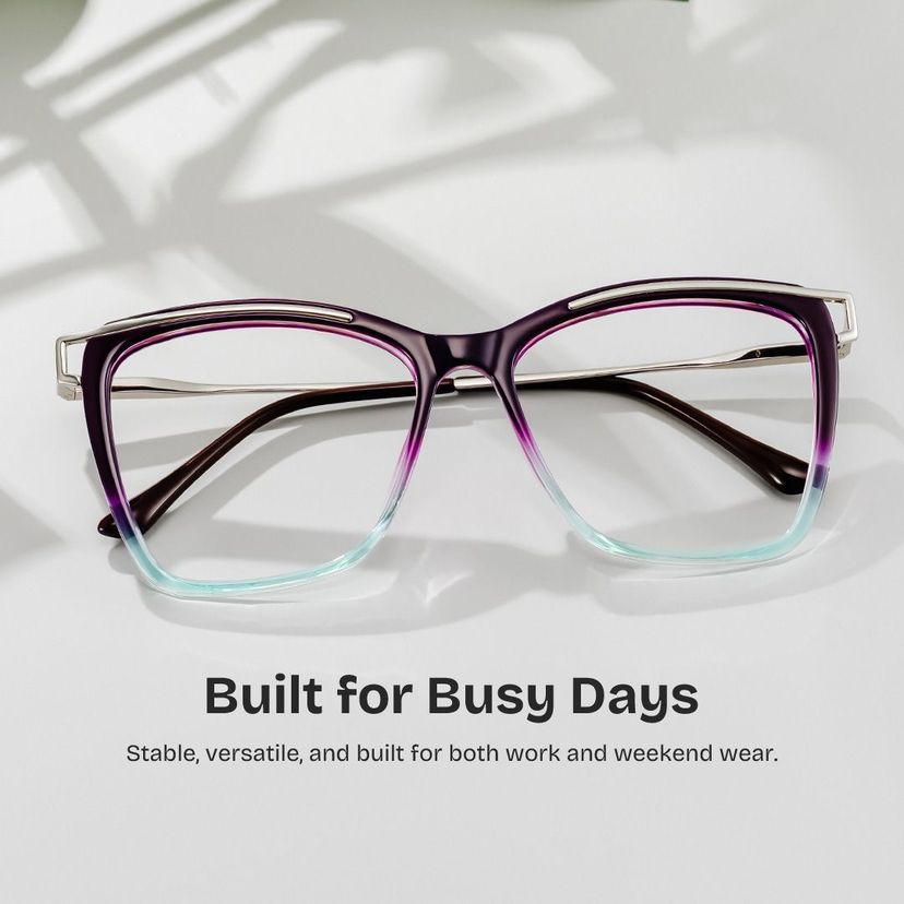 Krystle Purple-Blue Square Glasses