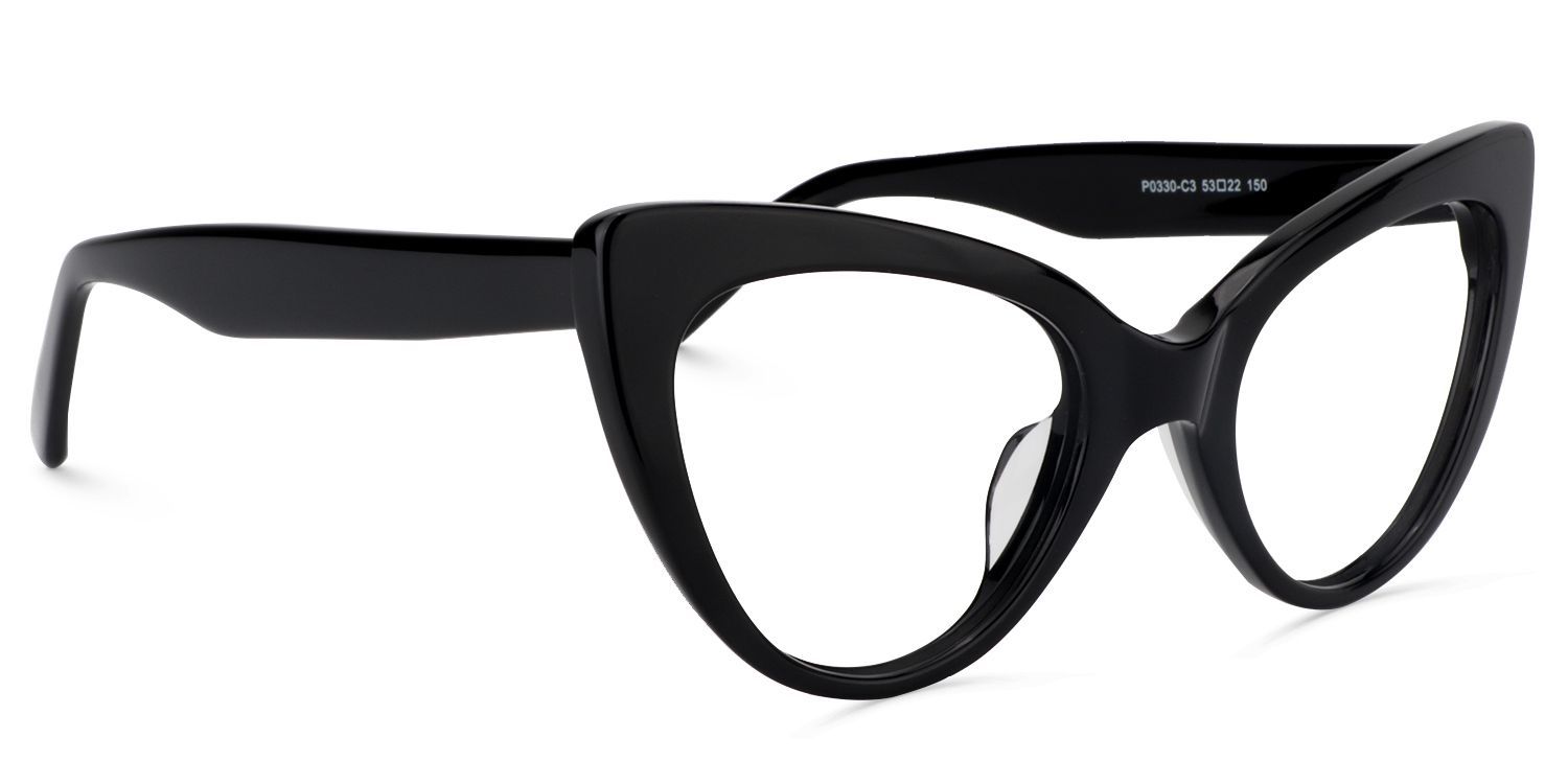 Claudette Cat Eye Pure Black Frame Glasses | Zeelool2