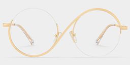 Flozif Gold Round Glasses0