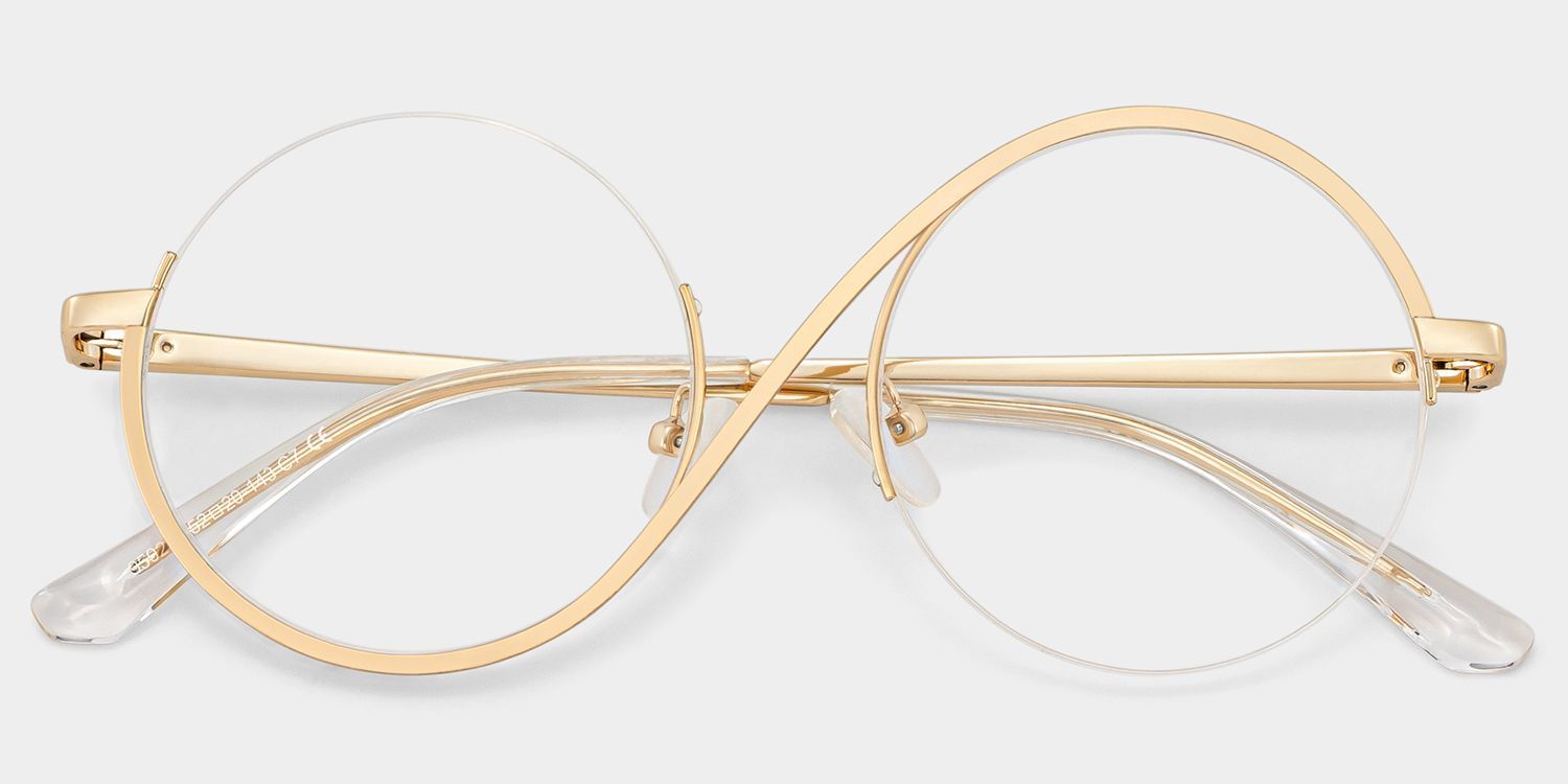 Flozif Gold Metal Round Wire Frame Glasses | ZEELOOL1