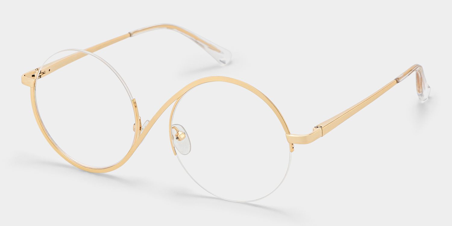 Flozif Gold Metal Round Wire Frame Glasses | ZEELOOL2