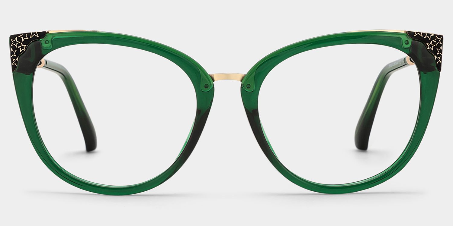 Dalton Cat Eye Dark Green Frame Glasses | Zeelool1