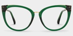 Dalton Dark-Green Cat eye Glasses1