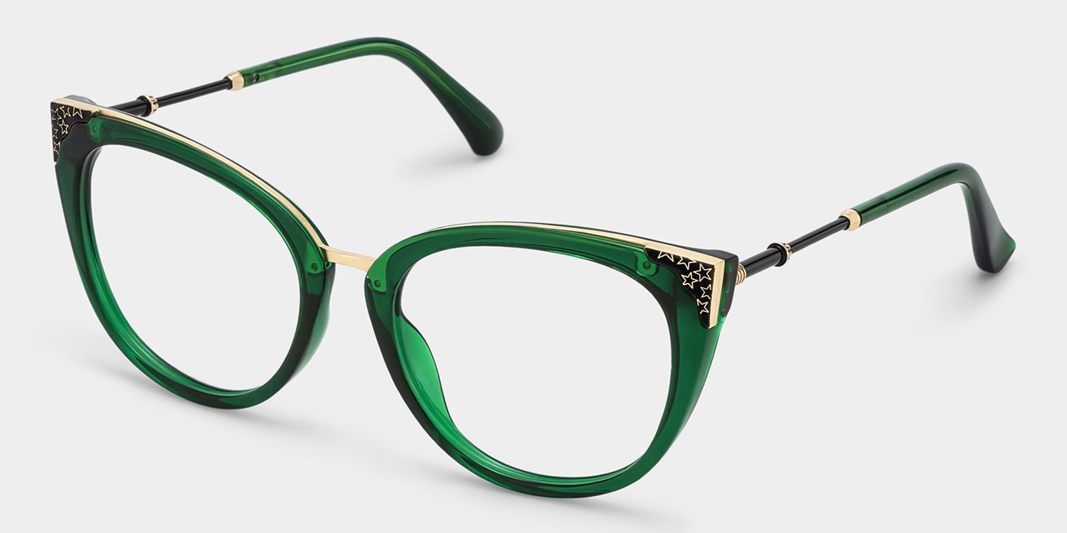 Dalton Cat Eye Dark Green Frame Glasses | Zeelool3