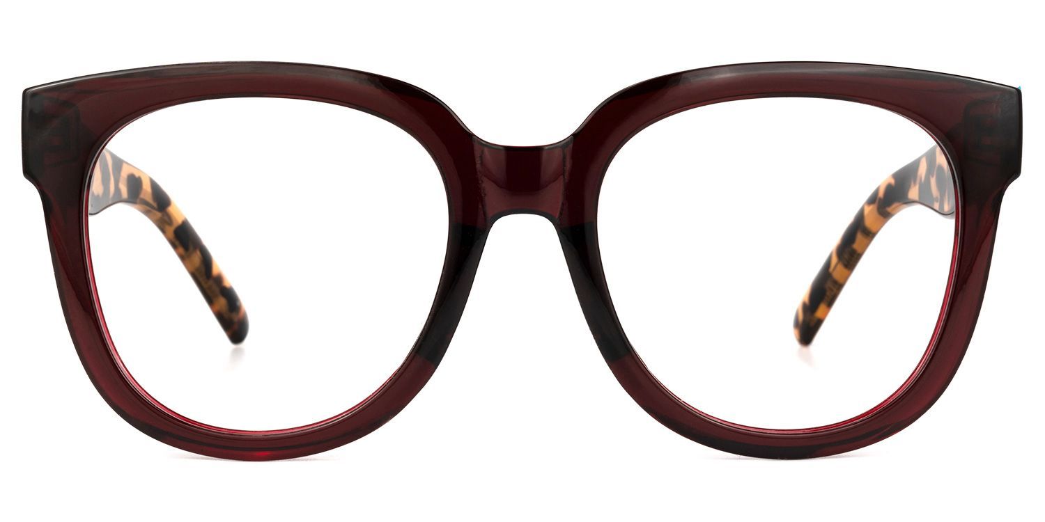 Harrell Square Eyeglasses with Dark-Red Frame0