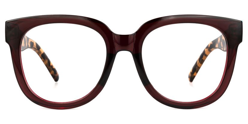 Harrell Dark-Red Square Glasses