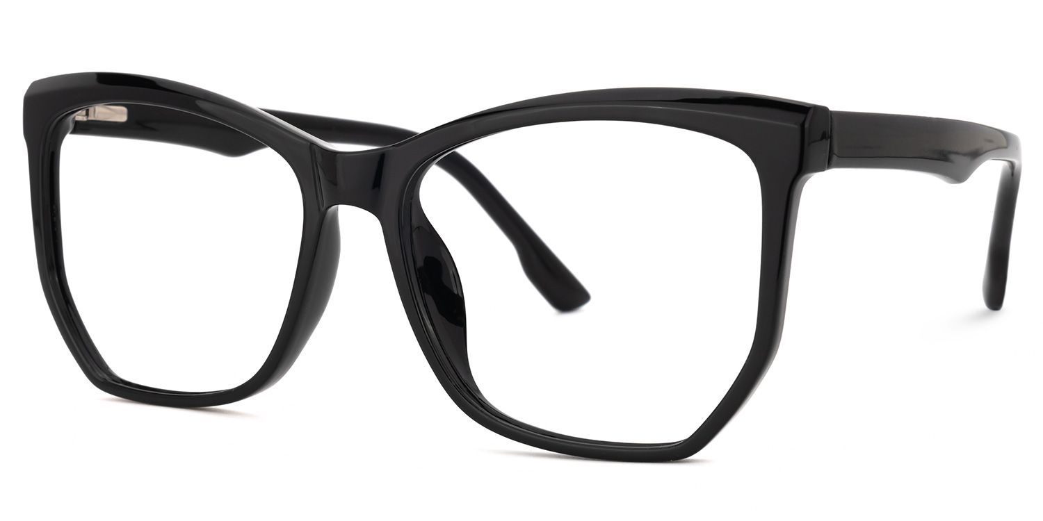 Libby Geometric Black Eyeglasses with Smooth Frames1