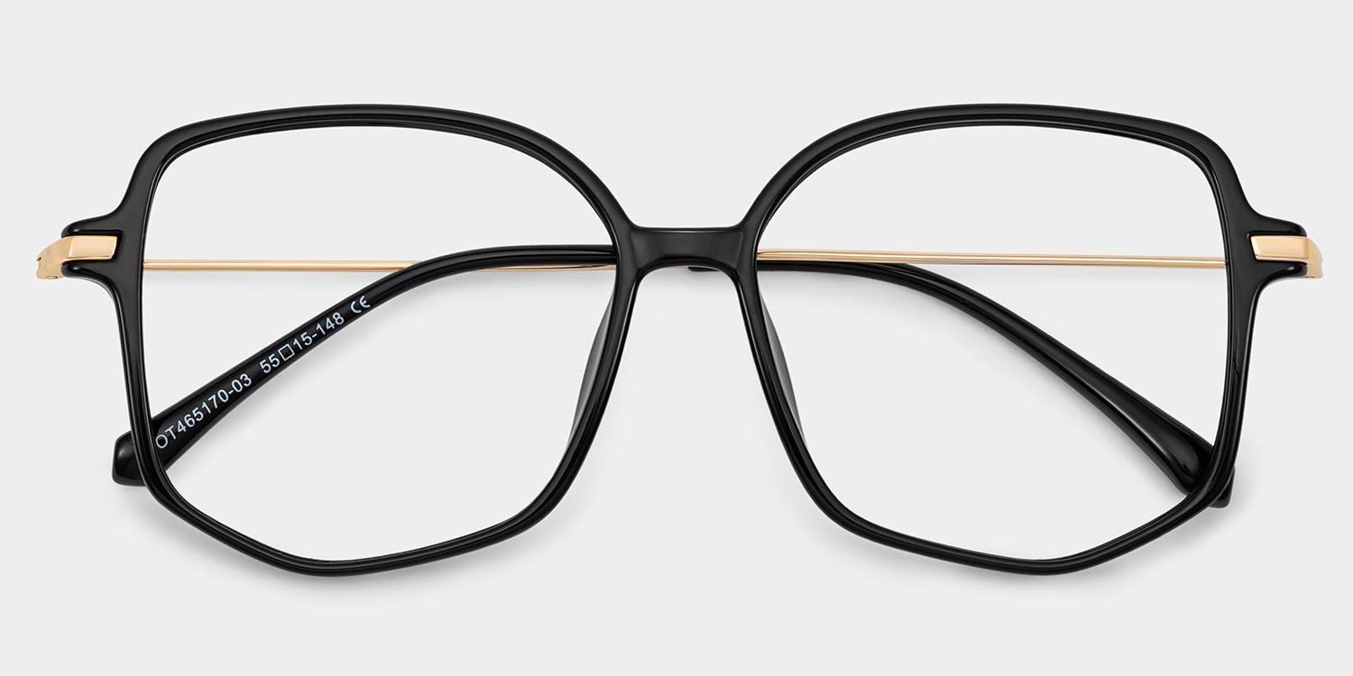 Payton Geometric Black Frame Glasses | Zeelool Optical1