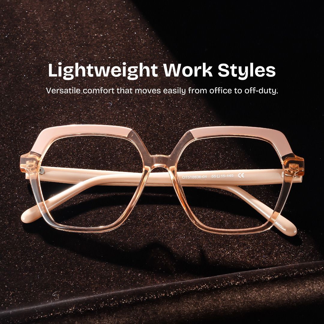 Norah Geometric Beige EyeGlasses and Glasses Frames0